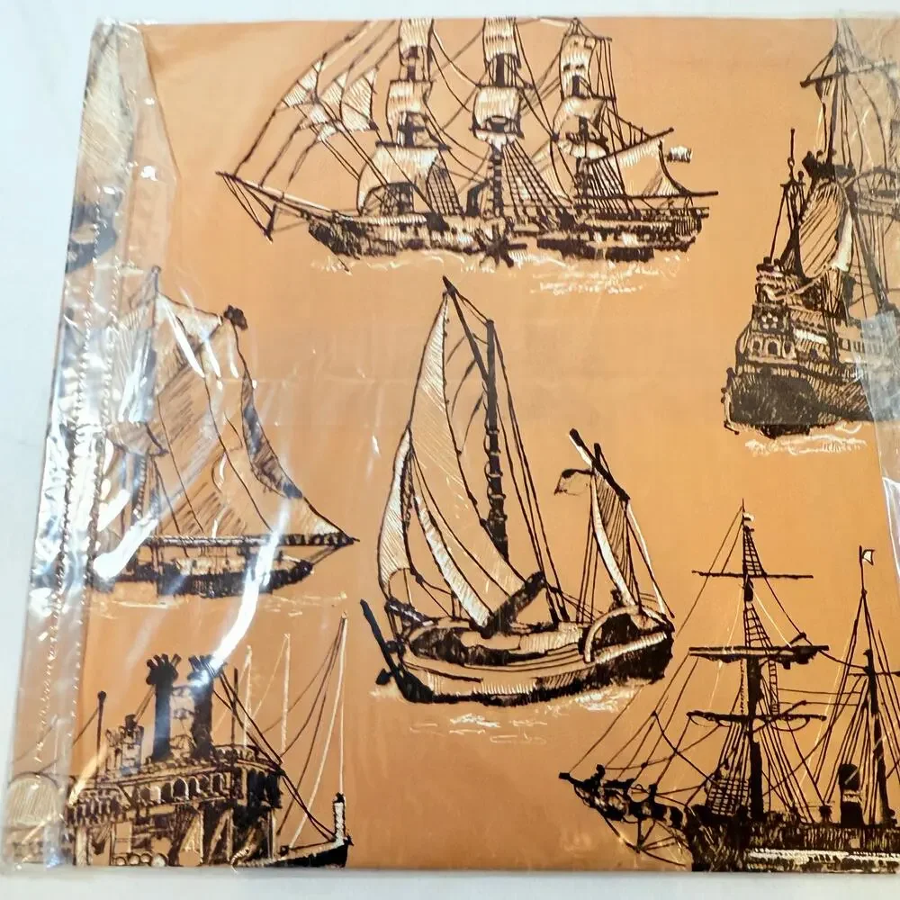 2 Packages Of Vintage Nautical Ships Themed Gift Wrap with 2 Sheets Each